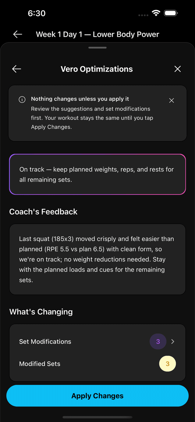 Apply changes when needed